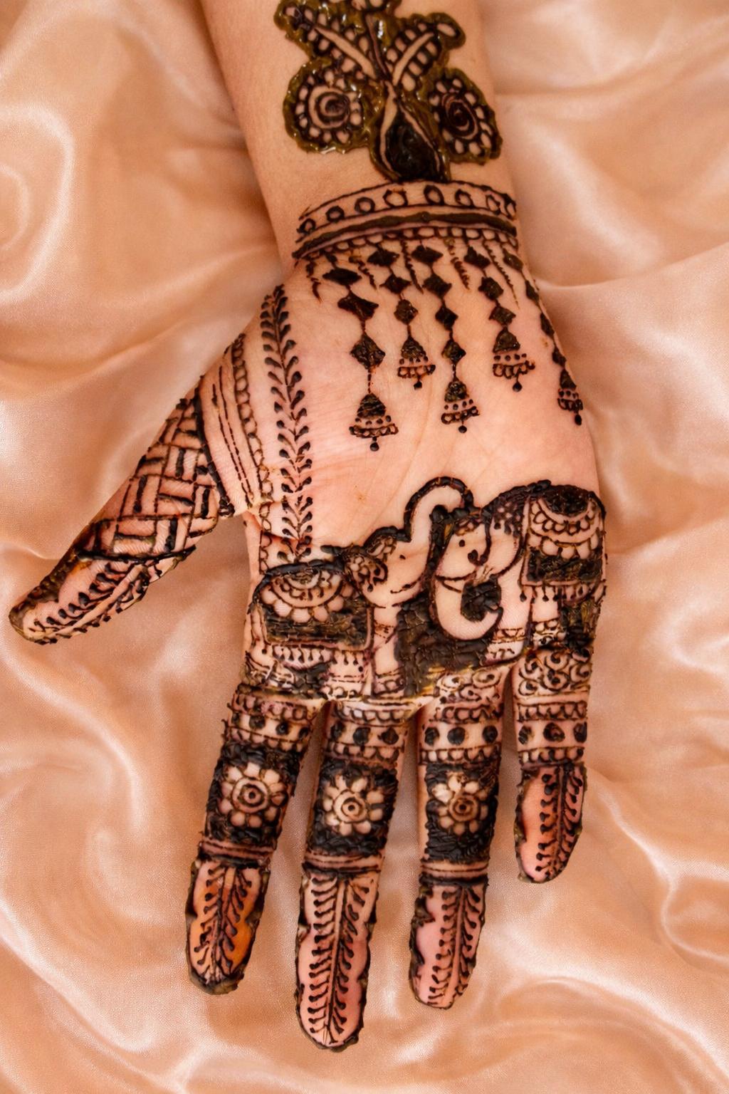 Party henna with elephant motif